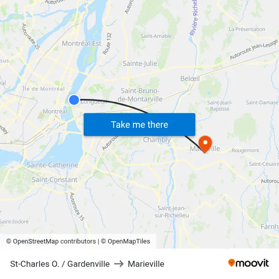 St-Charles O. / Gardenville to Marieville map
