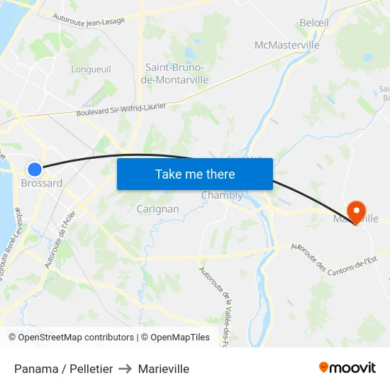 Panama / Pelletier to Marieville map