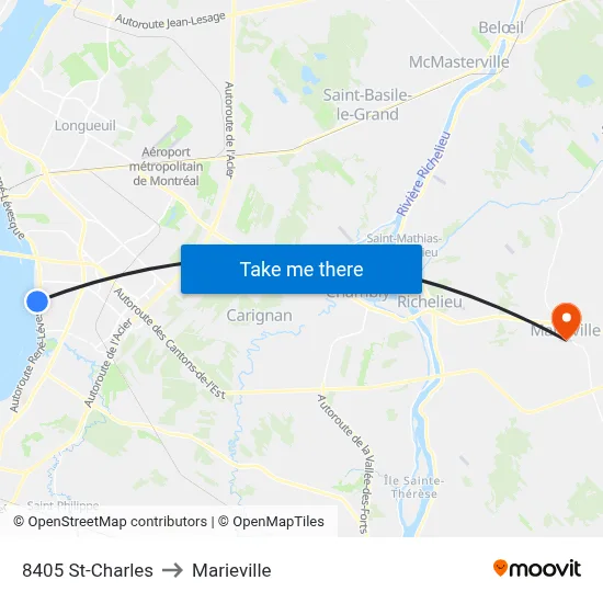 8405 St-Charles to Marieville map