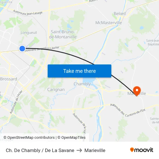 Ch. De Chambly / De La Savane to Marieville map
