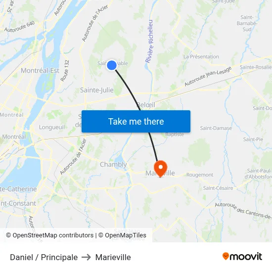 Daniel / Principale to Marieville map