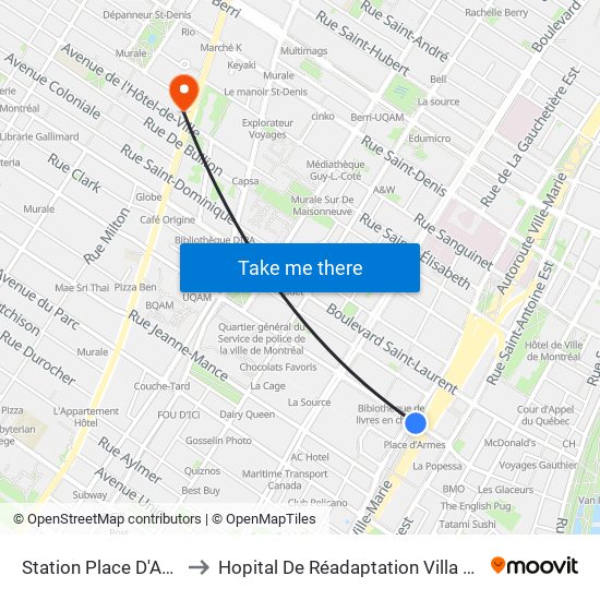 Station Place D'Armes to Hopital De Réadaptation Villa Medica map