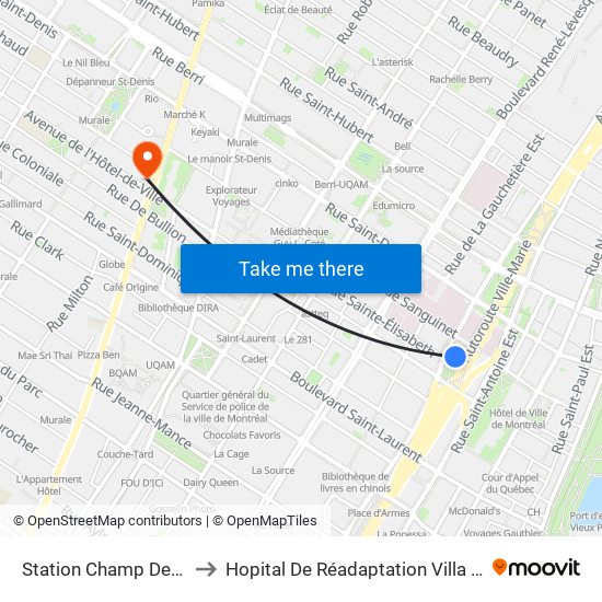 Station Champ De Mars to Hopital De Réadaptation Villa Medica map