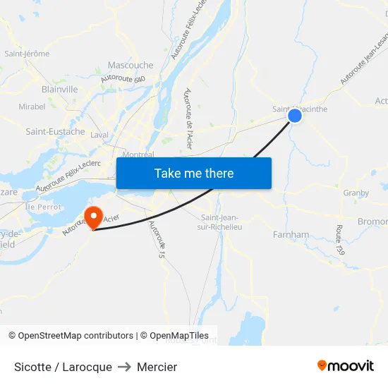 Sicotte / Larocque to Mercier map