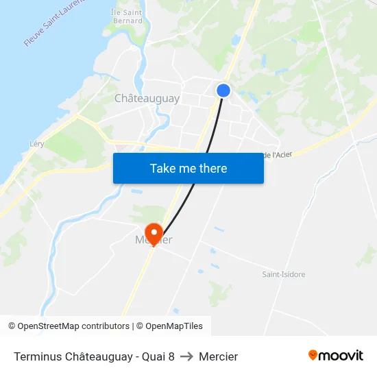 Terminus Châteauguay - Quai 8 to Mercier map