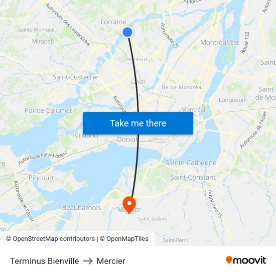 Terminus Bienville to Mercier map