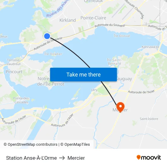 Station Anse-À-L'Orme to Mercier map