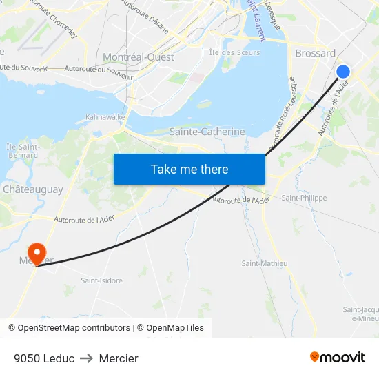 9050 Leduc to Mercier map