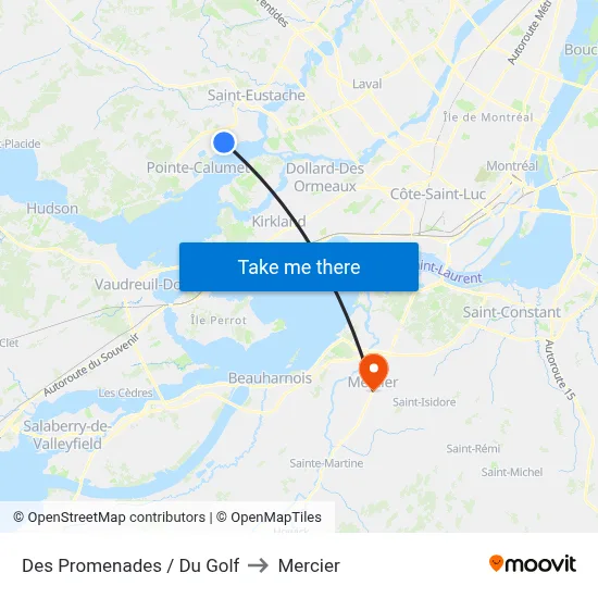 Des Promenades / Du Golf to Mercier map