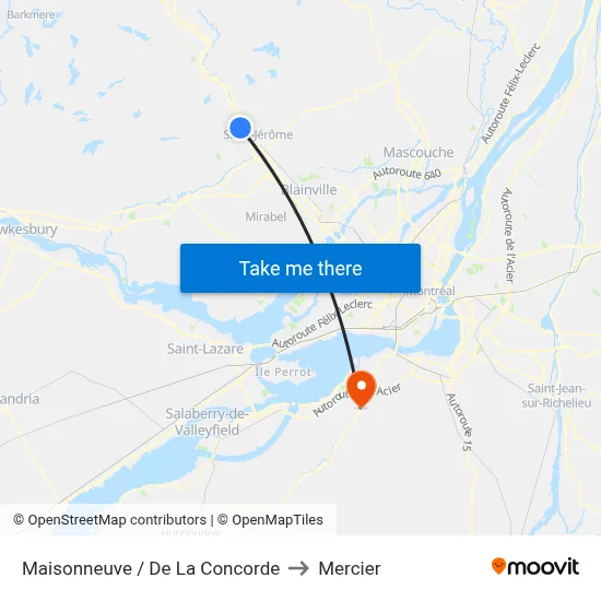 Maisonneuve / De La Concorde to Mercier map