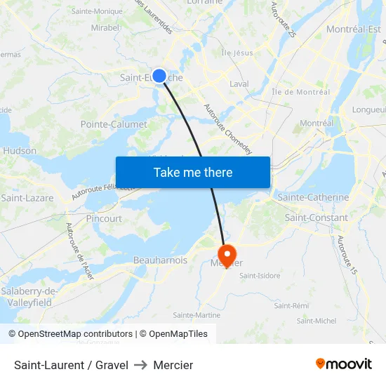 Saint-Laurent / Gravel to Mercier map