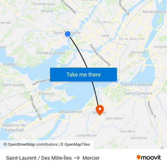Saint-Laurent / Des Mille-Îles to Mercier map