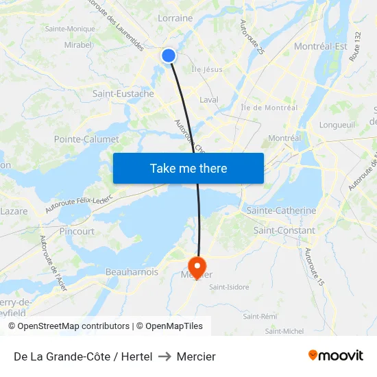 De La Grande-Côte / Hertel to Mercier map