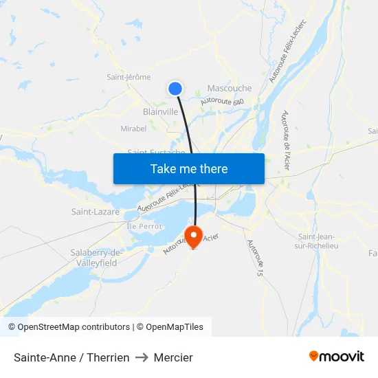 Sainte-Anne / Therrien to Mercier map