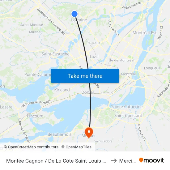 Montée Gagnon / De La Côte-Saint-Louis Est to Mercier map