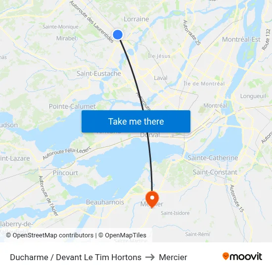Ducharme / Devant Le Tim Hortons to Mercier map