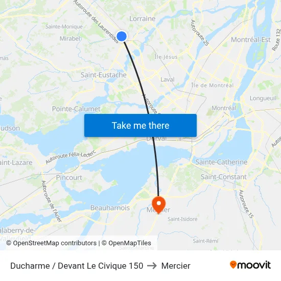 Ducharme / Devant Le Civique 150 to Mercier map