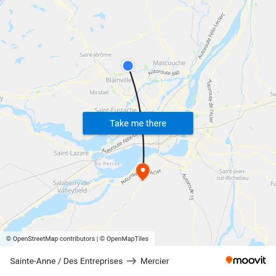 Sainte-Anne / Des Entreprises to Mercier map