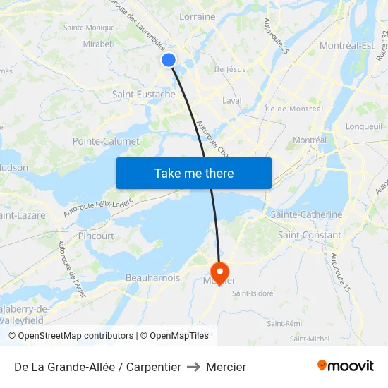 De La Grande-Allée / Carpentier to Mercier map