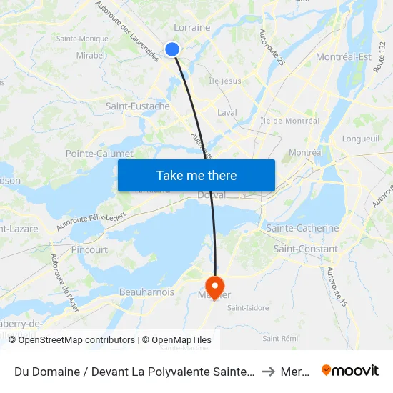 Du Domaine / Devant La Polyvalente Sainte-Thérèse to Mercier map