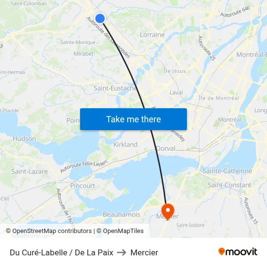 Du Curé-Labelle / De La Paix to Mercier map