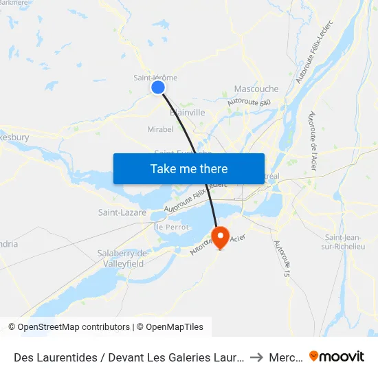 Des Laurentides / Devant Les Galeries Laurentides to Mercier map