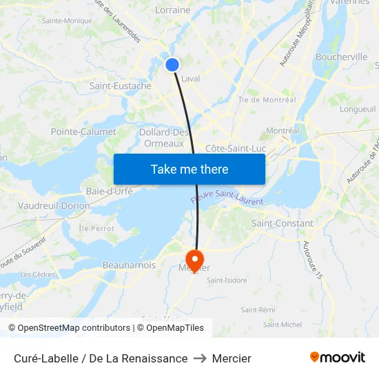 Curé-Labelle / De La Renaissance to Mercier map