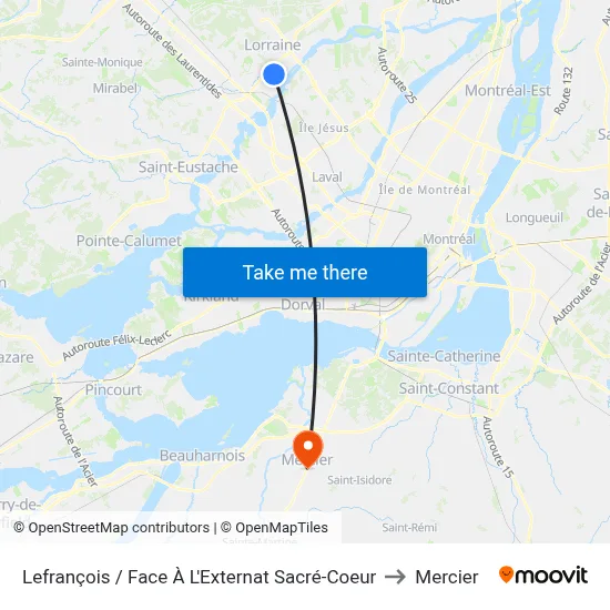 Lefrançois / Face À L'Externat Sacré-Coeur to Mercier map