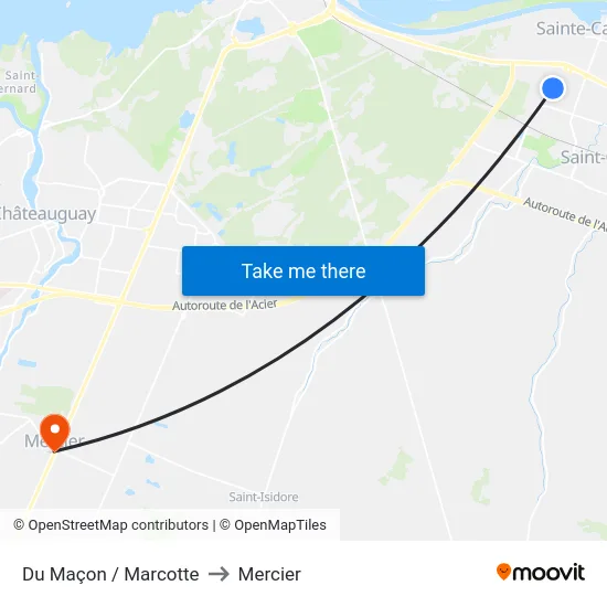 Du Maçon / Marcotte to Mercier map