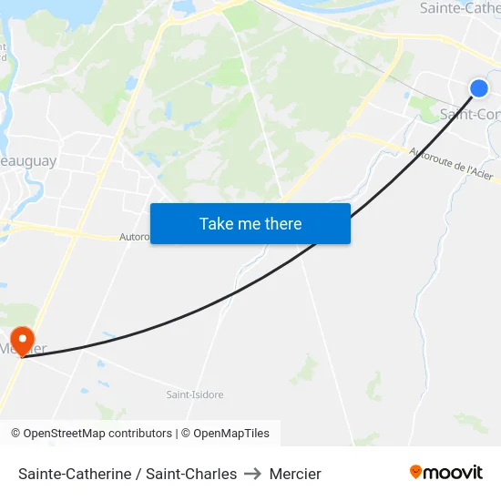 Sainte-Catherine / Saint-Charles to Mercier map