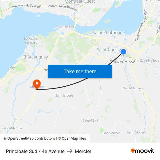 Principale Sud / 4e Avenue to Mercier map