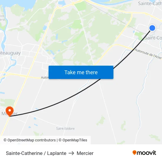 Sainte-Catherine / Laplante to Mercier map
