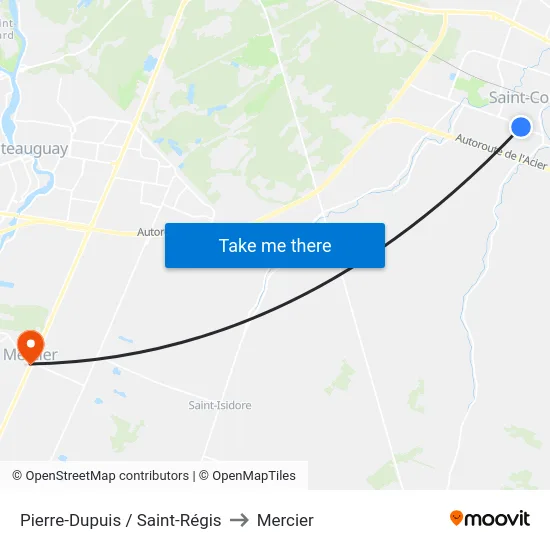 Pierre-Dupuis / Saint-Régis to Mercier map