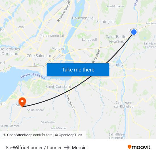 Sir-Wilfrid-Laurier / Laurier to Mercier map