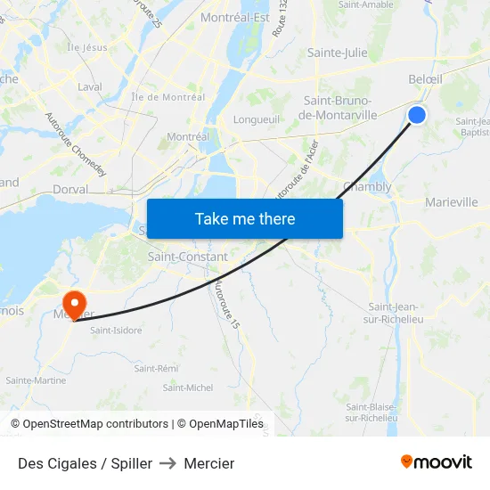 Des Cigales / Spiller to Mercier map