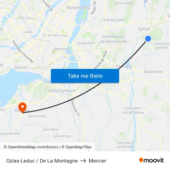 Ozias-Leduc / De La Montagne to Mercier map