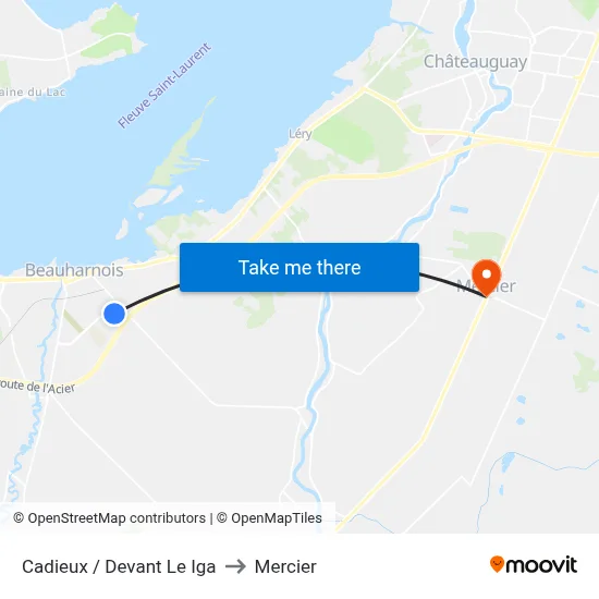 Cadieux / Devant Le Iga to Mercier map