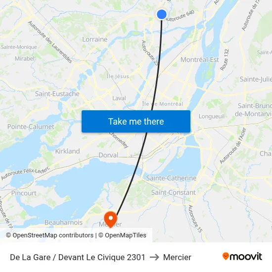De La Gare / Devant Le Civique 2301 to Mercier map