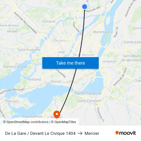 De La Gare / Devant Le Civique 1404 to Mercier map