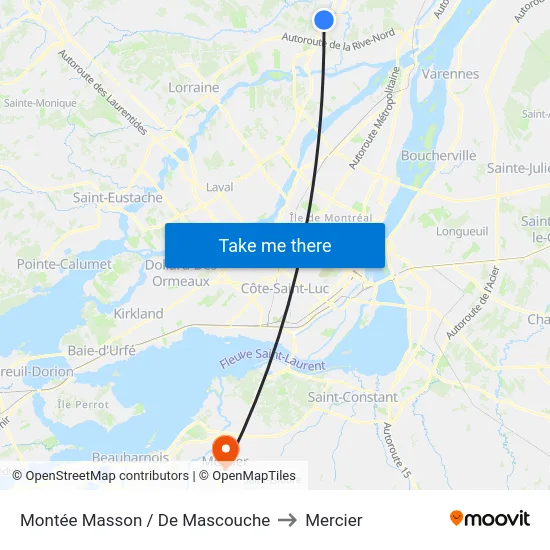 Montée Masson / De Mascouche to Mercier map