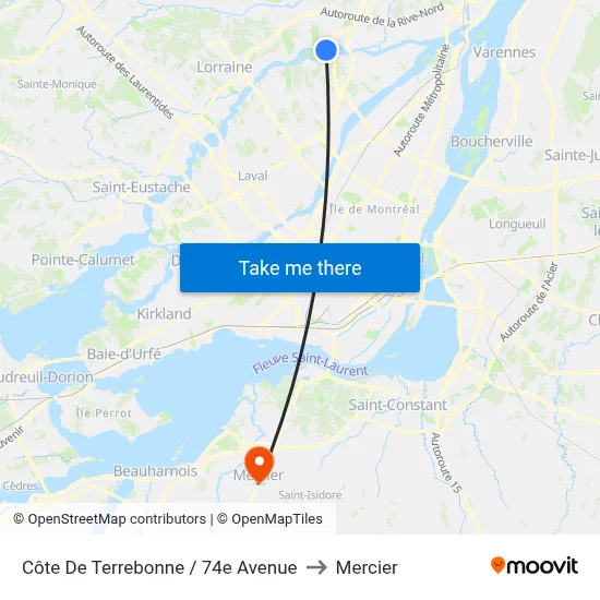 Côte De Terrebonne / 74e Avenue to Mercier map