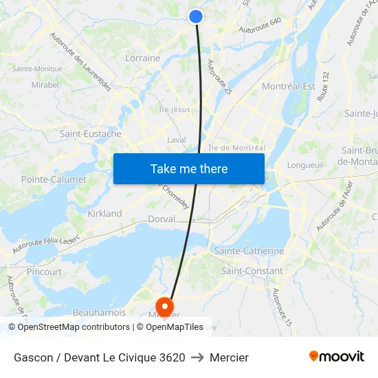 Gascon / Devant Le Civique 3620 to Mercier map