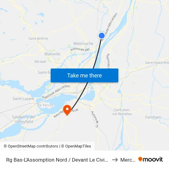 Rg Bas-L'Assomption Nord / Devant Le Civique 905 to Mercier map