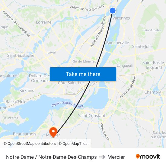 Notre-Dame / Notre-Dame-Des-Champs to Mercier map