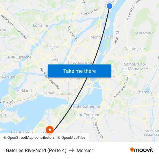Galeries Rive-Nord (Porte 4) to Mercier map
