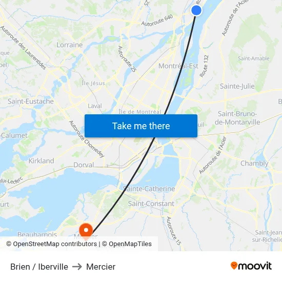 Brien / Iberville to Mercier map