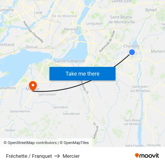 Fréchette / Franquet to Mercier map