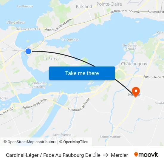 Cardinal-Léger / Face Au Faubourg De L'Île to Mercier map