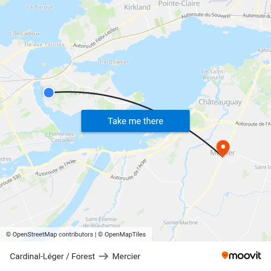 Cardinal-Léger / Forest to Mercier map
