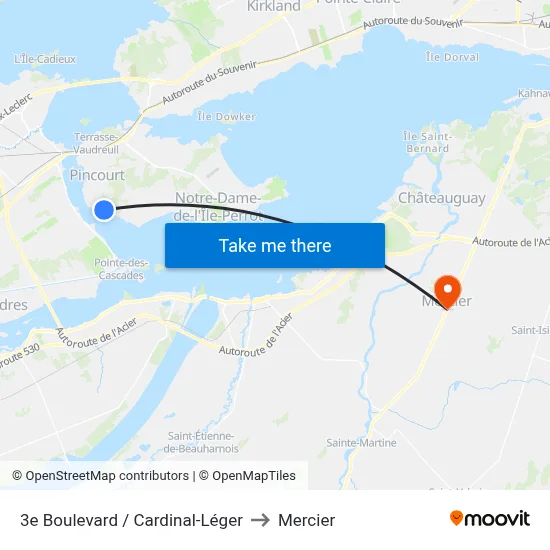 3e Boulevard / Cardinal-Léger to Mercier map